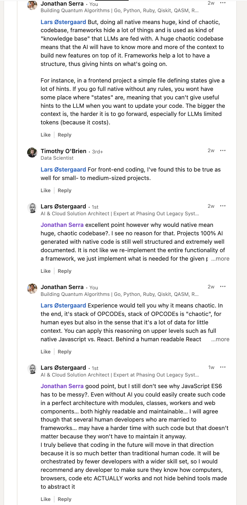 Conversation sur la génération de code avec LLM